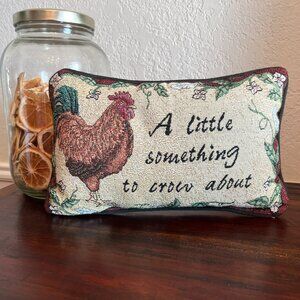 Rooster Small Word Tapestry Pillow Chicken Lady Country Farmhouse Cottagecore